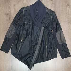 𝅺Vintage Yigal Azrouel Anorak With Leather Trim Moto Raincoat *HOST PICK*